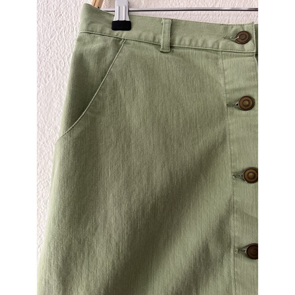 Christopher & Banks Women's Green Stretch Button Front Knee Length Skirt Size 4 - Picture 7 of 15